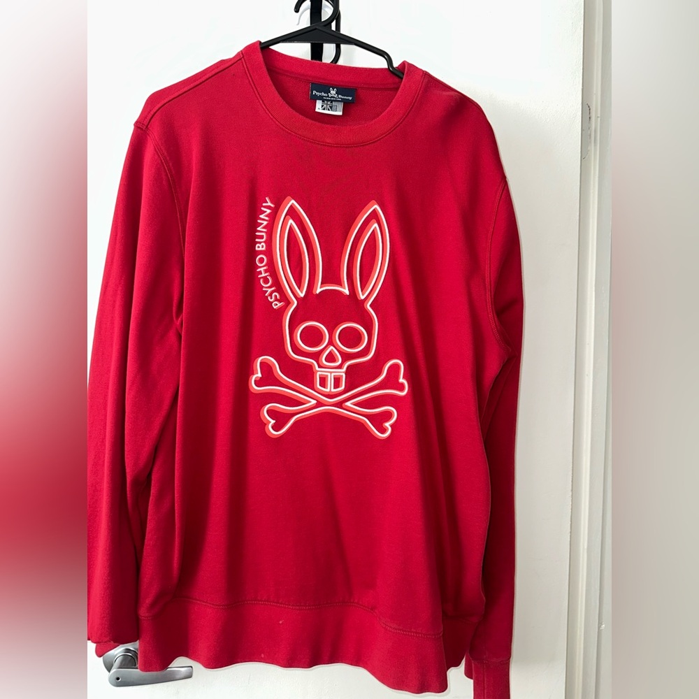 Psycho Bunny Men's Red Graphic Crewneck Sweater